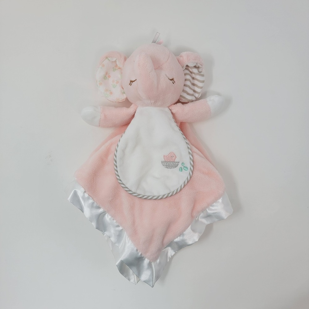 Douglas Baby Soft Pink Elephant Lovey Plush Security Blanket Satin Edge